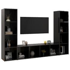 Greatstore TV skříňky 3 ks černé vysoký lesk 142,5x35x36,5 cm dřevotříska