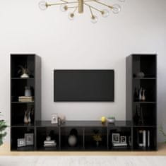 Greatstore TV skříňky 3 ks černé vysoký lesk 142,5x35x36,5 cm dřevotříska