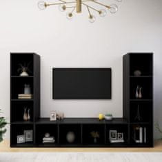 Greatstore TV skříňky 3 ks černé 142,5 x 35 x 36,5 cm dřevotříska