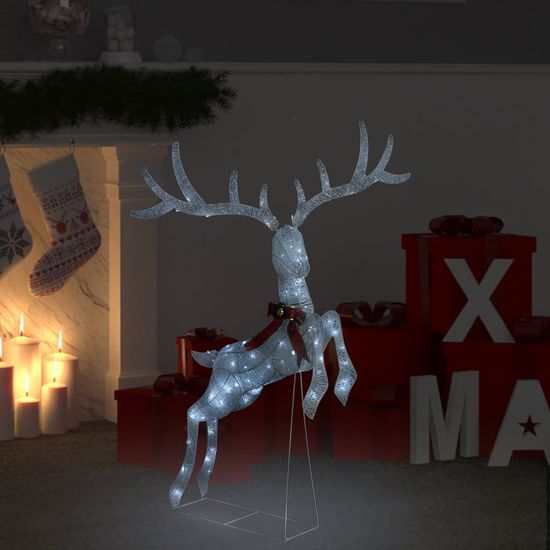 Vidaxl Vánoční dekorace létající sob 120 LED studené bílé stříbrná