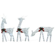 Greatstore Vánoční sobí rodinka 270x7x90 cm stříbrná studená bílá síťovina