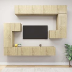 Greatstore 8dílný set TV skříněk dub sonoma dřevotříska