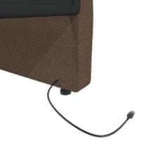 Vidaxl Denní lůžko s matrací a USB, hnědá látka, 90x200 cm
