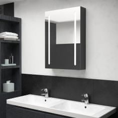 Greatstore LED koupelnová zrcadlová skříňka zářivě černá 50 x 13 x 70 cm