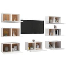 Greatstore TV skříňky 7 ks bílé s vysokým leskem 30,5x30x60 cm dřevotříska