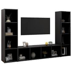 Greatstore TV skříňky 3 ks černé 142,5 x 35 x 36,5 cm dřevotříska