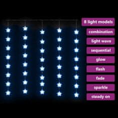 Vidaxl Světelný závěs hvězdičky 200 LED modré světlo 8 funkcí