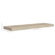 Vidaxl Plovoucí nástěnné police 4 ks dub 90 x 23,5 x 3,8 cm MDF