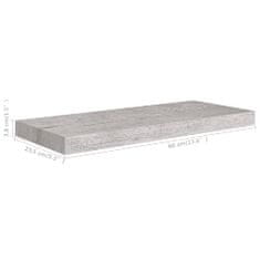 Vidaxl Plovoucí nástěnné police 2 ks betonově šedé 60x23,5x3,8 cm MDF