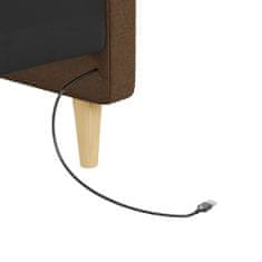Vidaxl Denní lůžko s matrací a USB, hnědá látka, 90x200 cm