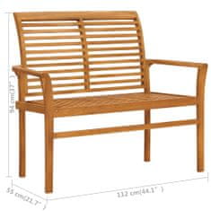 Greatstore Zahradní lavice s vínovou poduškou 112 cm masivní teak