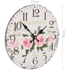 Vidaxl Vintage nástěnné hodiny 30 cm květina