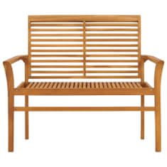 Vidaxl Zahradní lavice s vínovou poduškou 112 cm masivní teak