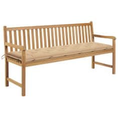 Greatstore Zahradní lavice s béžovou poduškou 175 cm masivní teak