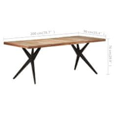 Greatstore Jídelní stůl 200 x 90 x 76 cm masivní regenerované dřevo