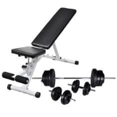 Greatstore Posilovací lavice se sadou činek barbell a dumbbell 60,5 kg