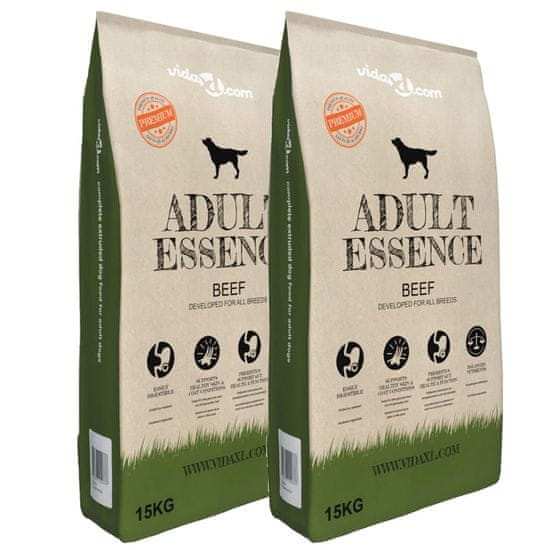 Vidaxl Prémiové suché krmivo pro psy Adult Essence Beef 2 ks 30 kg