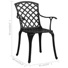 Vidaxl 3dílný bistro set litý hliník černý