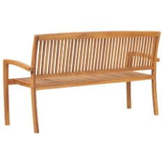 Greatstore Stohovatelná zahradní lavice s poduškou 159 cm masivní teak