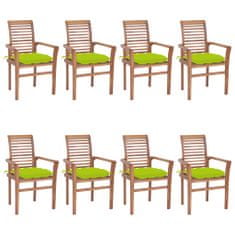 Petromila Jídelní židle 8 ks jasně zelené podušky masivní teak