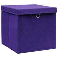 Vidaxl Úložné boxy s víky 4 ks 28 x 28 x 28 cm fialové