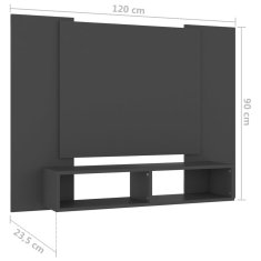 Greatstore Nástěnná TV skříňka šedá 120 x 23,5 x 90 cm dřevotříska