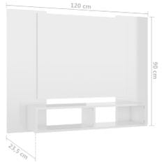 Greatstore Nástěnná TV skříňka bílá vysoký lesk 120x23,5x90 cm dřevotříska