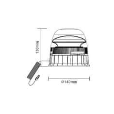 Stualarm LED maják, 12-24V, 45xSMD2835 LED, oranžový, magnet, ECE R65 (wl71)