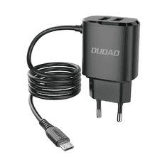 DUDAO nabíječka - 2x USB a s vestavěným micro USB kabelem 12W - Černá KP26470