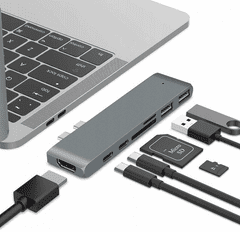 Adaptér pro počítač CO2, rozbočovač 7v1 pro Apple, pro MacBook Pro / Air Retina, vesmírně šedý CO2-0118