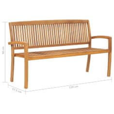 Greatstore Stohovatelná zahradní lavice s poduškou 159 cm masivní teak