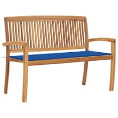 Greatstore Stohovatelná zahradní lavice s poduškou 128,5 cm masivní teak