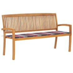 Greatstore Stohovatelná zahradní lavice s poduškou 159 cm masivní teak