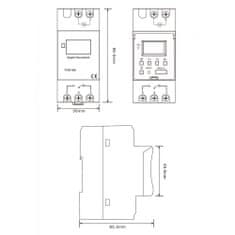 Sebury Multifunkční programovatelný týdenní časovač 1min, 230V AC, DIN, THC15A