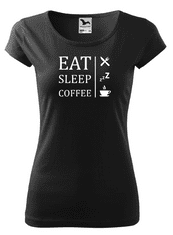 Fenomeno Dámské tričko Eat sleep coffee - černé Velikost: XS