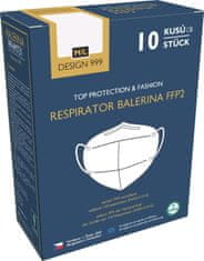 Balerina Český zdravotnický nano respirátor PFHM731-FFP2, velikost M/L, vzor 999 (bílý) - balení 10ks