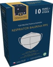 Balerina Český zdravotnický nano respirátor PFHM731-FFP2 pro děti, velikost S, vzor 43 - balení 10ks