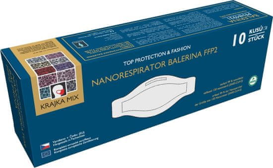 Balerina Český zdravotnický nano respirátor PFHM931-FFP2, fish type, limitovaná edice Krajka - balení 10ks