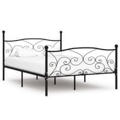Vidaxl Rám postele s laťkovým roštem černý kov 160 x 200 cm