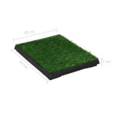 Vidaxl Toaleta pro psy 2 ks s nádobou a umělou trávou zelené 63x50x7cm