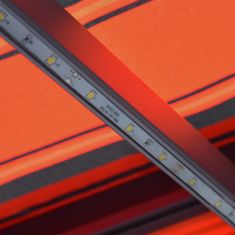 Petromila Zatahovací markýza senzor větru a LED 600x300 cm oranžovo-hnědá