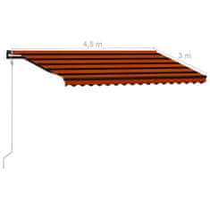 Vidaxl Automatická zatahovací markýza 450 x 300 cm oranžovo-hnědá