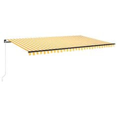 Greatstore Ručně zatahovací markýza s LED světlem 500 x 300 cm žlutobílá