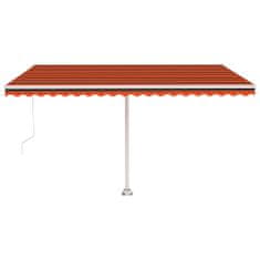 Greatstore Volně stojící ručně zatahovací markýza 450x300 cm oranžovohnědá