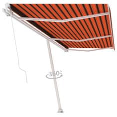 Greatstore Volně stojící ručně zatahovací markýza 600x350 cm oranžovohnědá