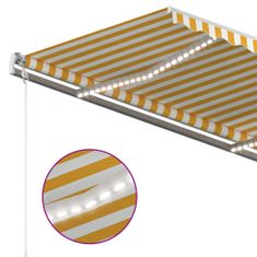 Greatstore Ručně zatahovací markýza s LED světlem 3,5 x 2,5 m žlutobílá