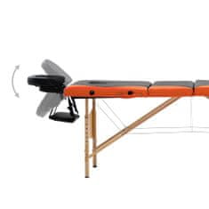 Greatstore Skládací masážní stůl 4 zóny dřevo černo-oranžový