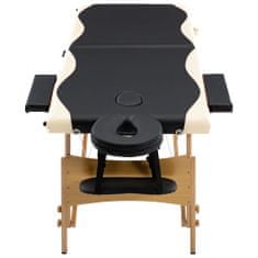 Petromila Skládací masážní stůl 2 zóny dřevěný černý a béžový