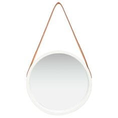 Vidaxl Nástěnné zrcadlo s popruhem 40 cm bílé