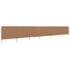 Greatstore 6dílná zástěna proti větru látková 800 x 160 cm taupe